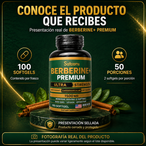 Berberine+ Premium 1500 mg + Canela de Ceilán | 100 Softgels