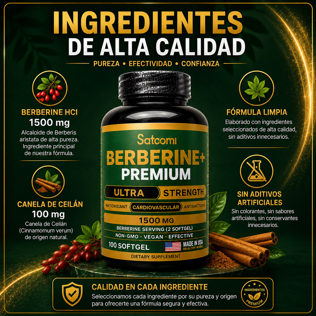 Berberine+ Premium 1500 mg + Canela de Ceilán | 100 Softgels