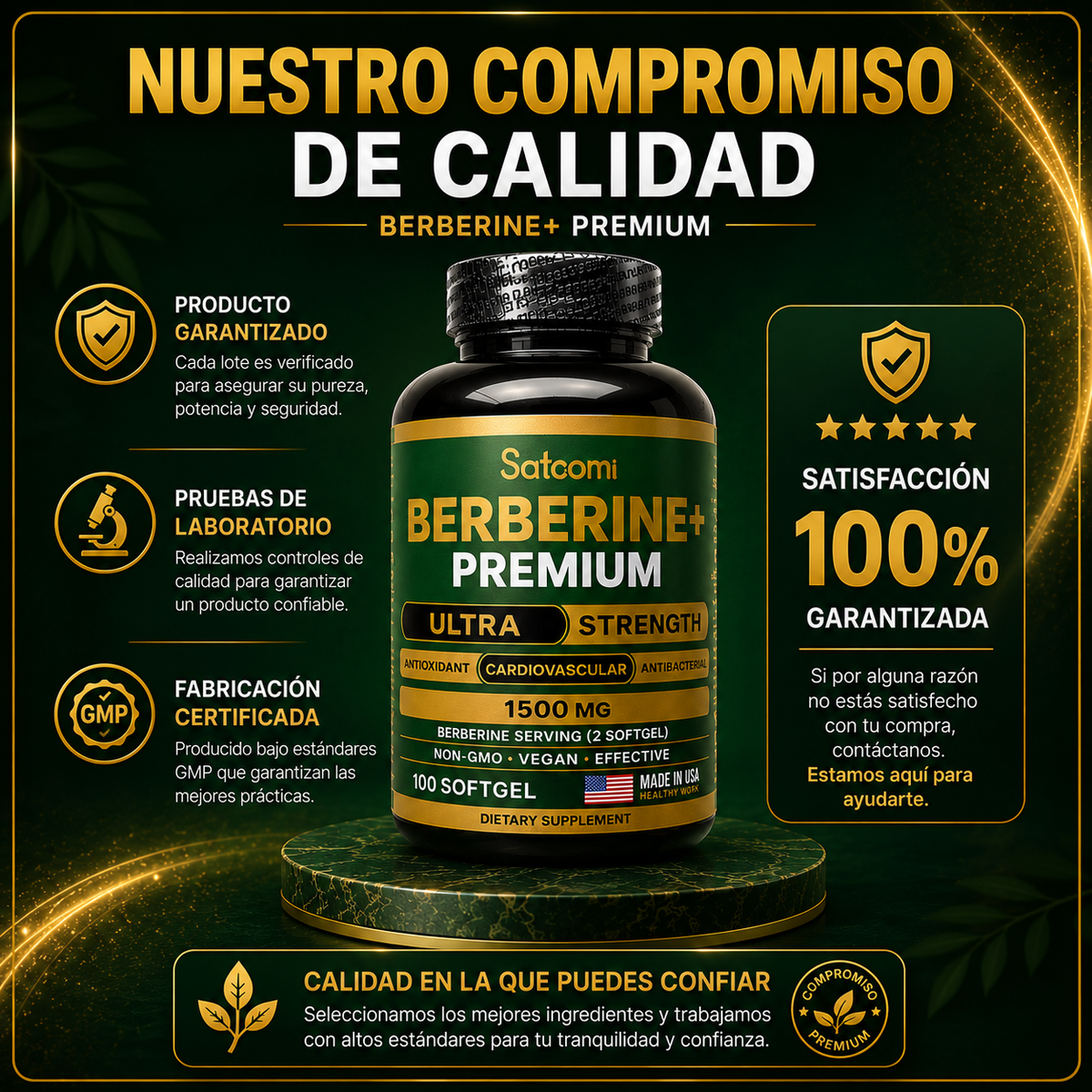 Berberine+ Premium 1500 mg + Canela de Ceilán | 100 Softgels